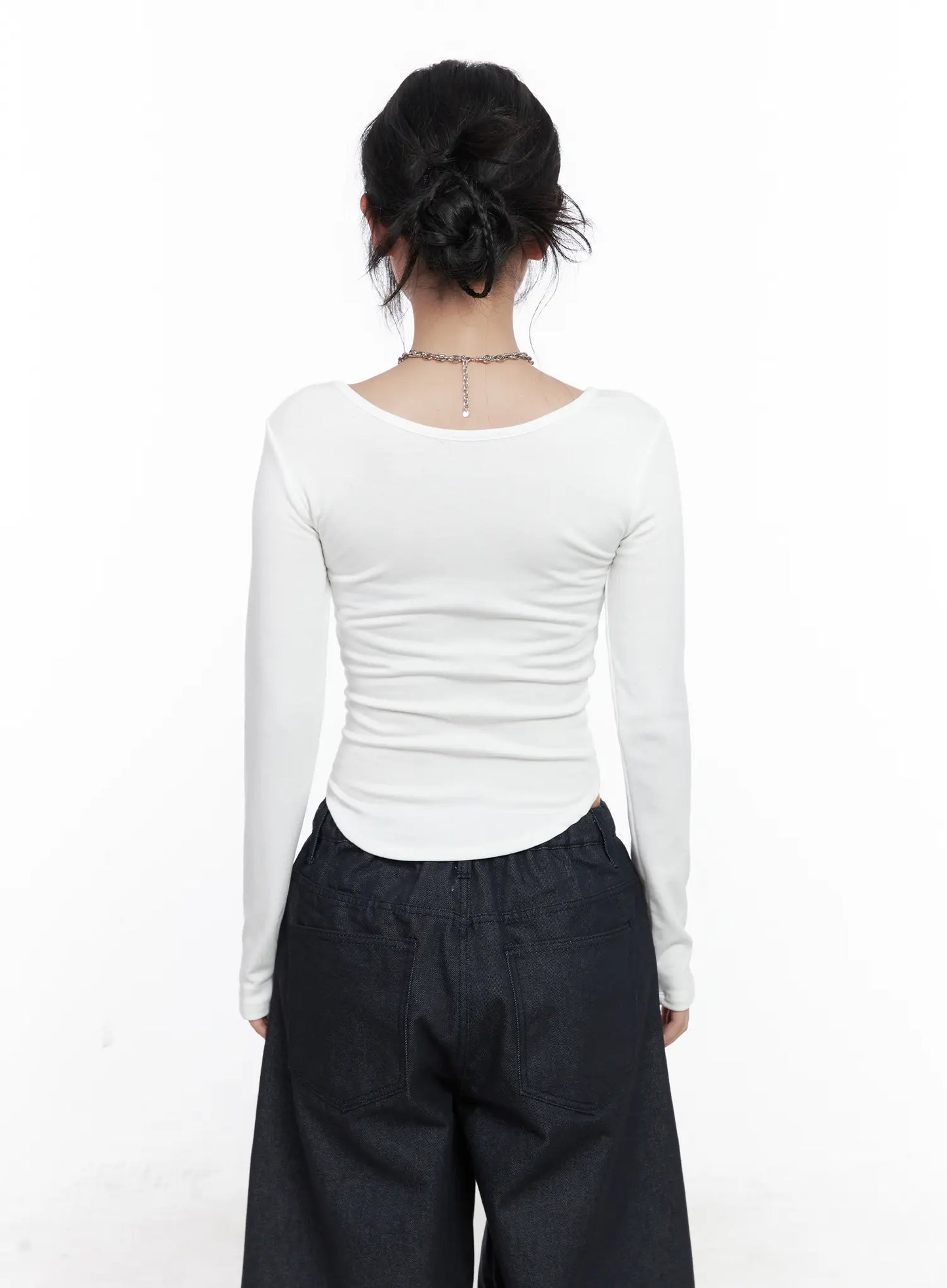 Asymmetrical Crop Long Sleeve Top CN514