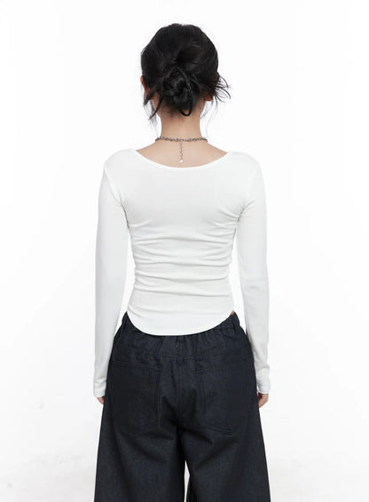 Asymmetrical Crop Long Sleeve Top CN514
