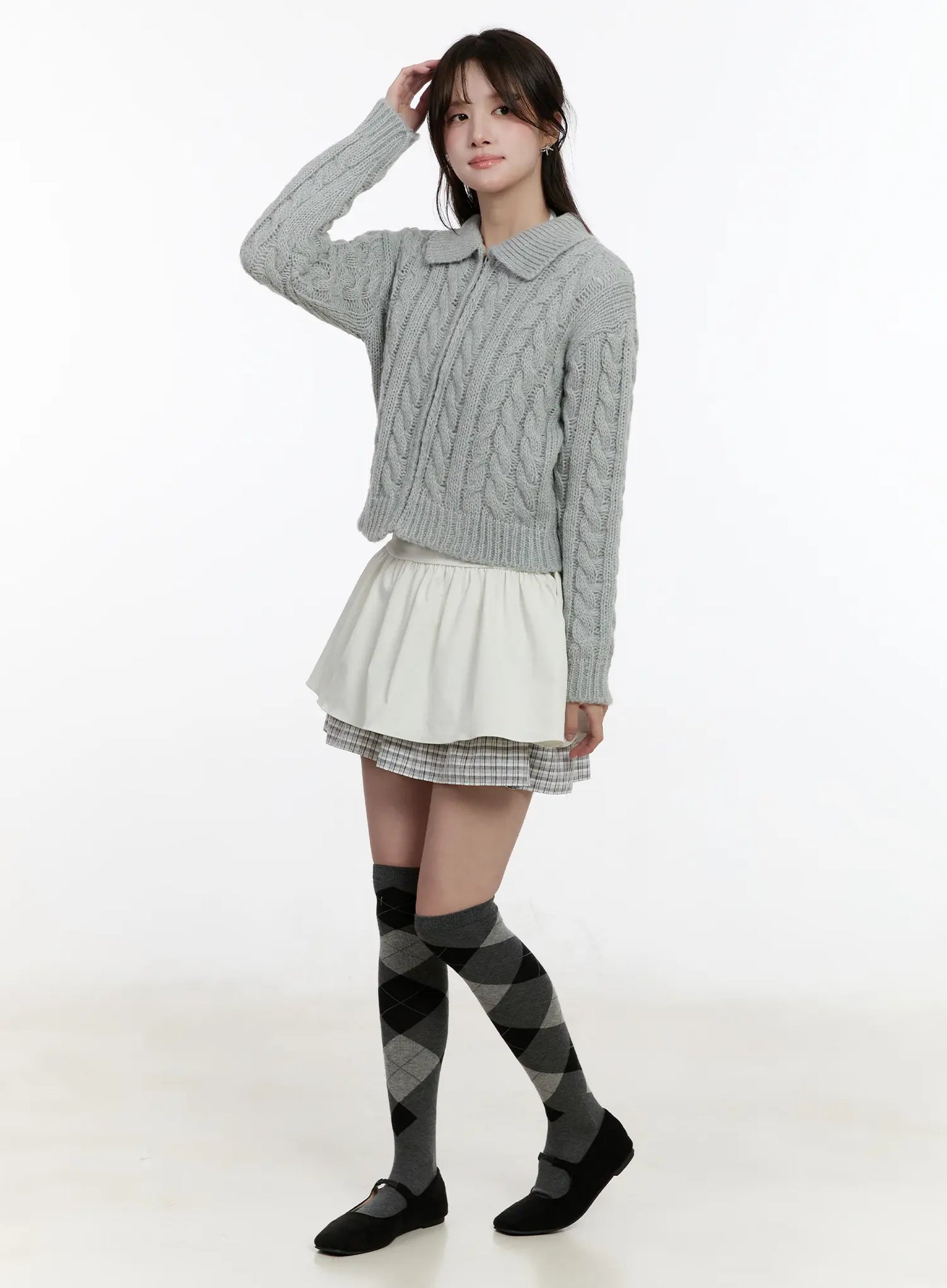 Cable Knit Zip-Up Jacket CM510