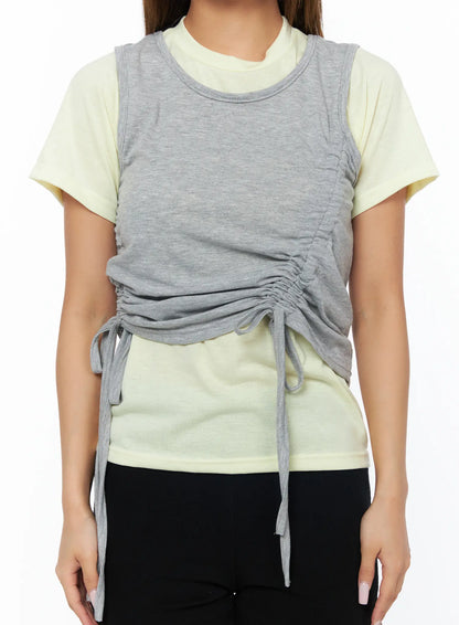 Casual Layered Set With Sleeveless Top CA517