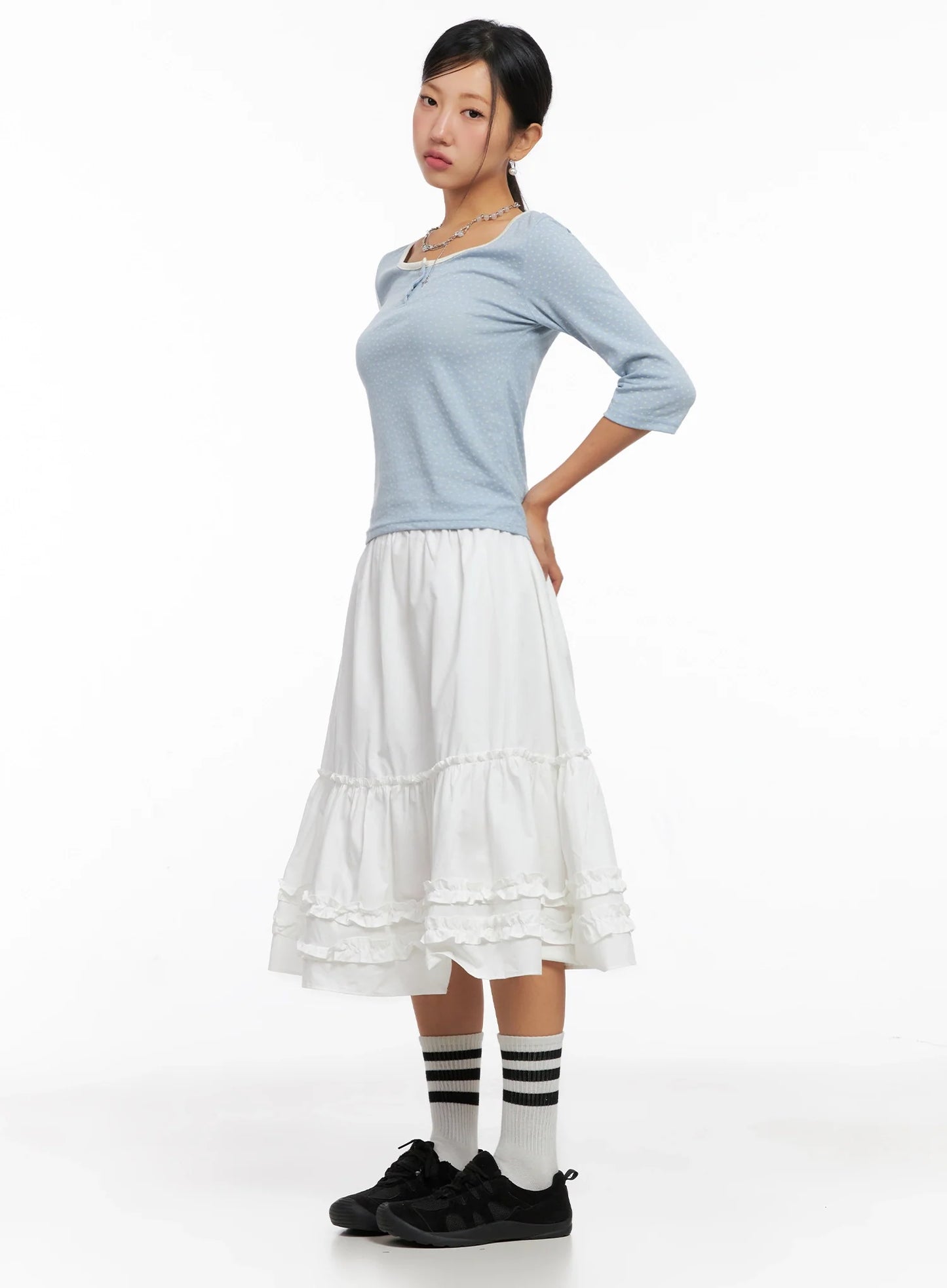 3/4 Sleeve Round Neck Tee IG527