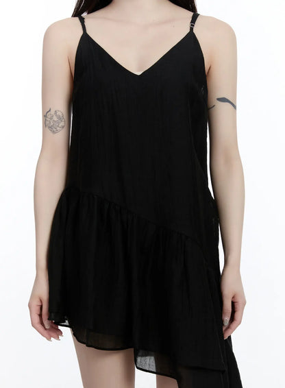 Asymmetric Hem Chiffon Mini Dress CA501