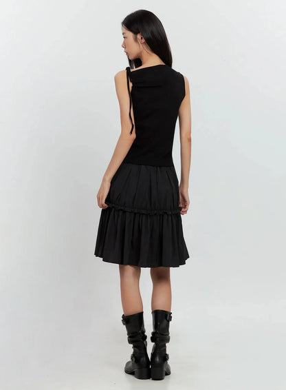 Asymmetric High Neck Tank Top IL528