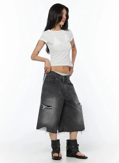 Asymmetric Layered Crop Tee IU509