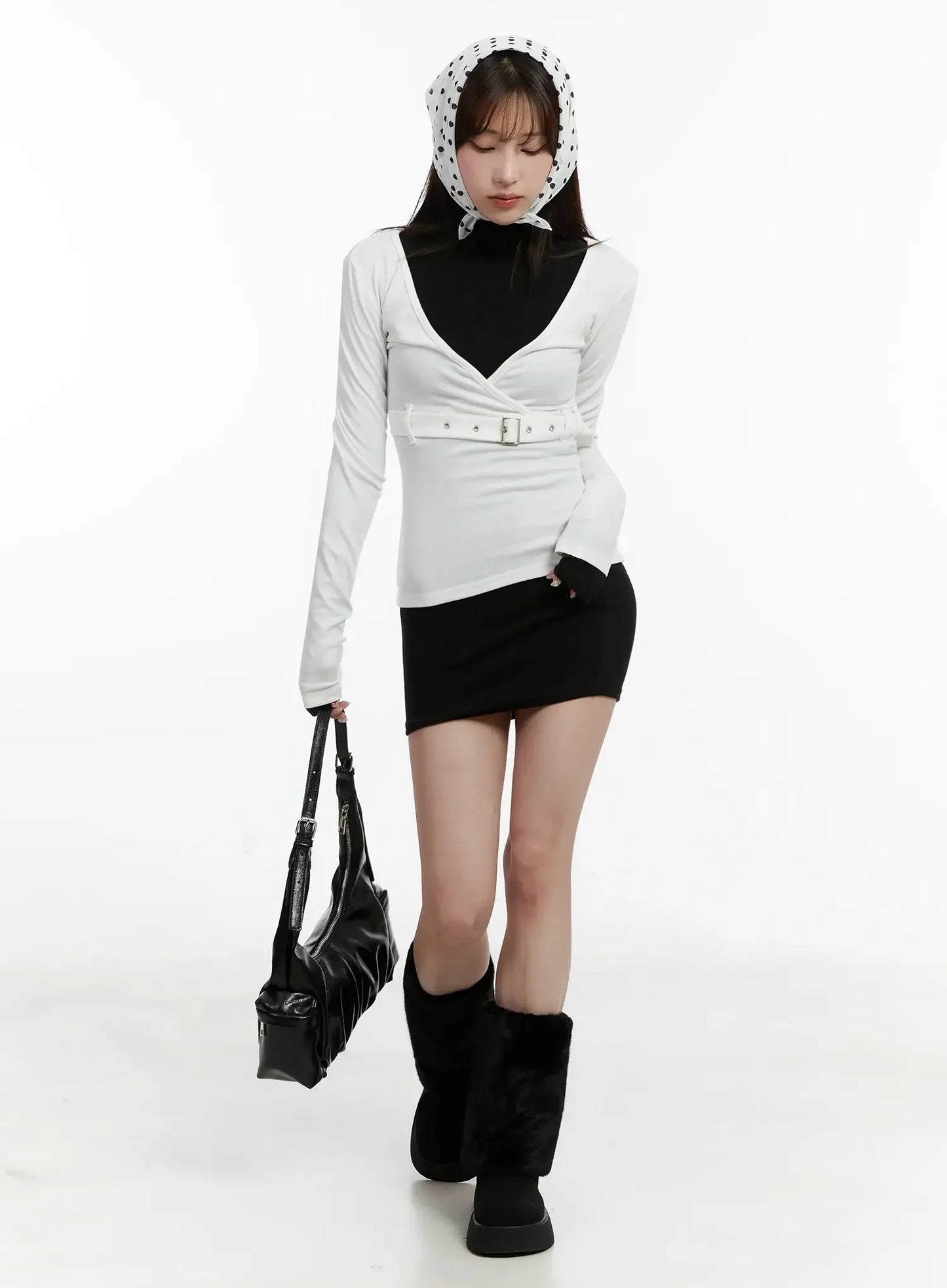Belted Wrap Long Sleeve Top ID525