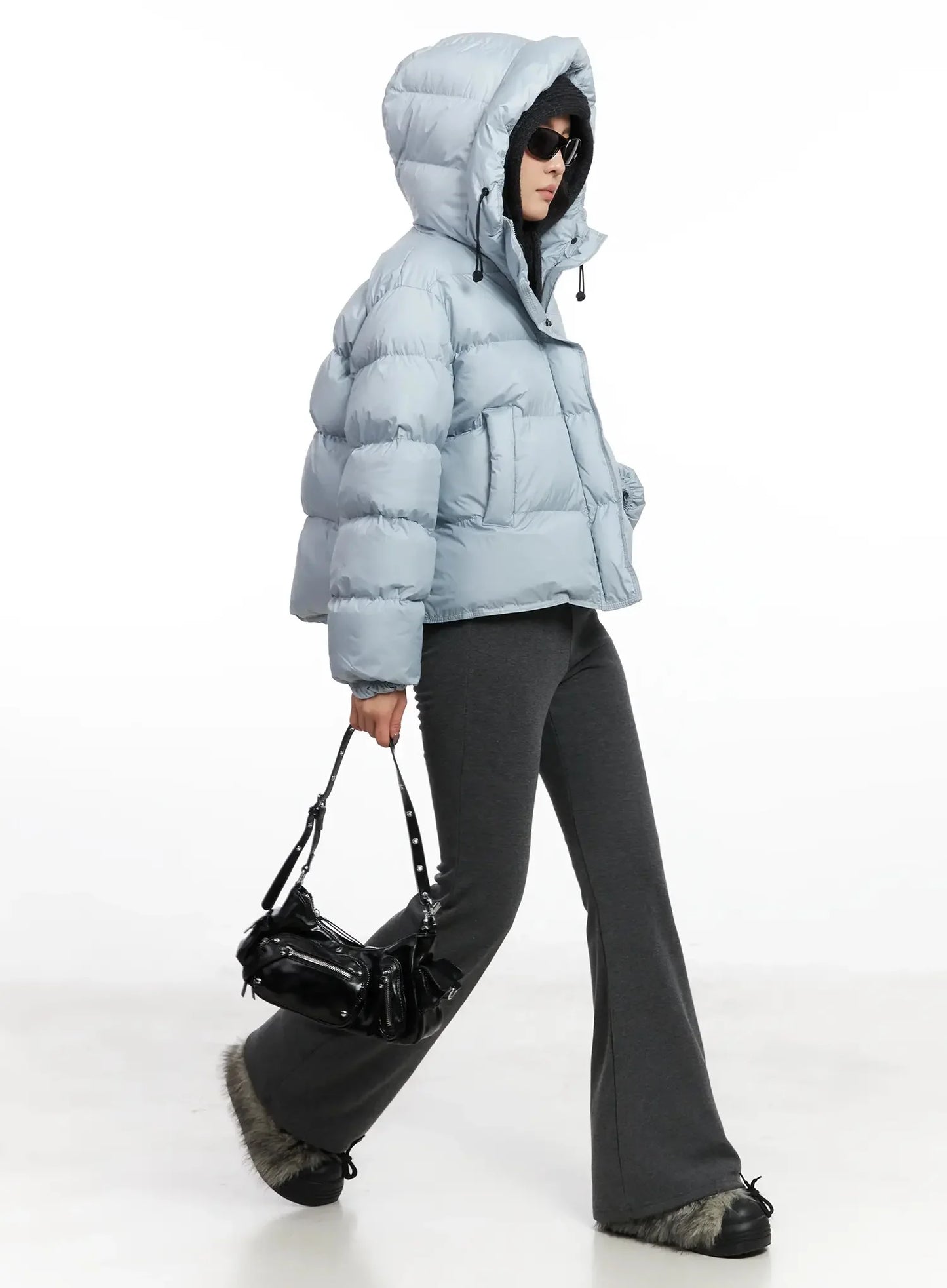 Buttoned Knit Hood Hat IN528