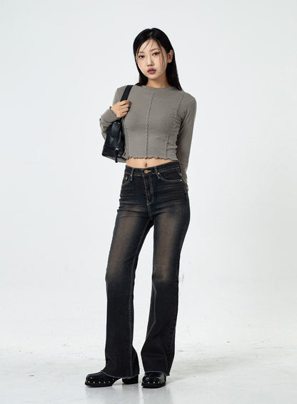 Basic Washed Bootcut Jeans CS07