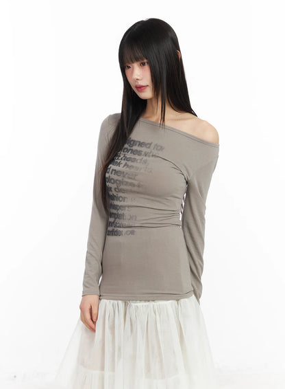 Asymmetric Graphic Long Sleeve Top CF527