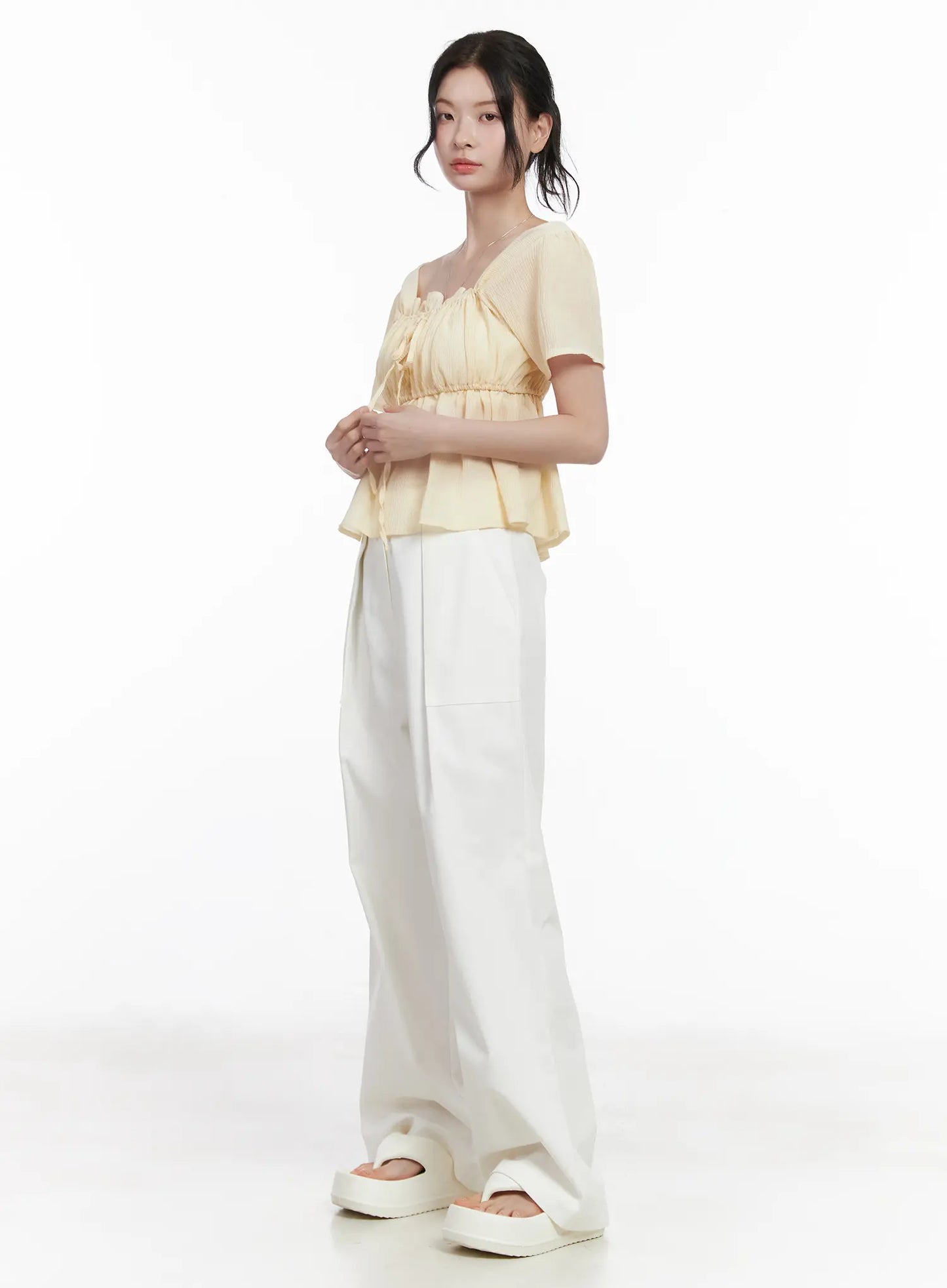 Chiffon Ruffle Short Sleeve Blouse CA510