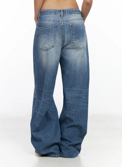 Alora Vintage Washed Wide Leg Jeans CF513