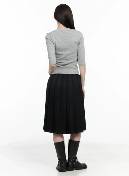 Basic Pleated Midi Skirt IF502
