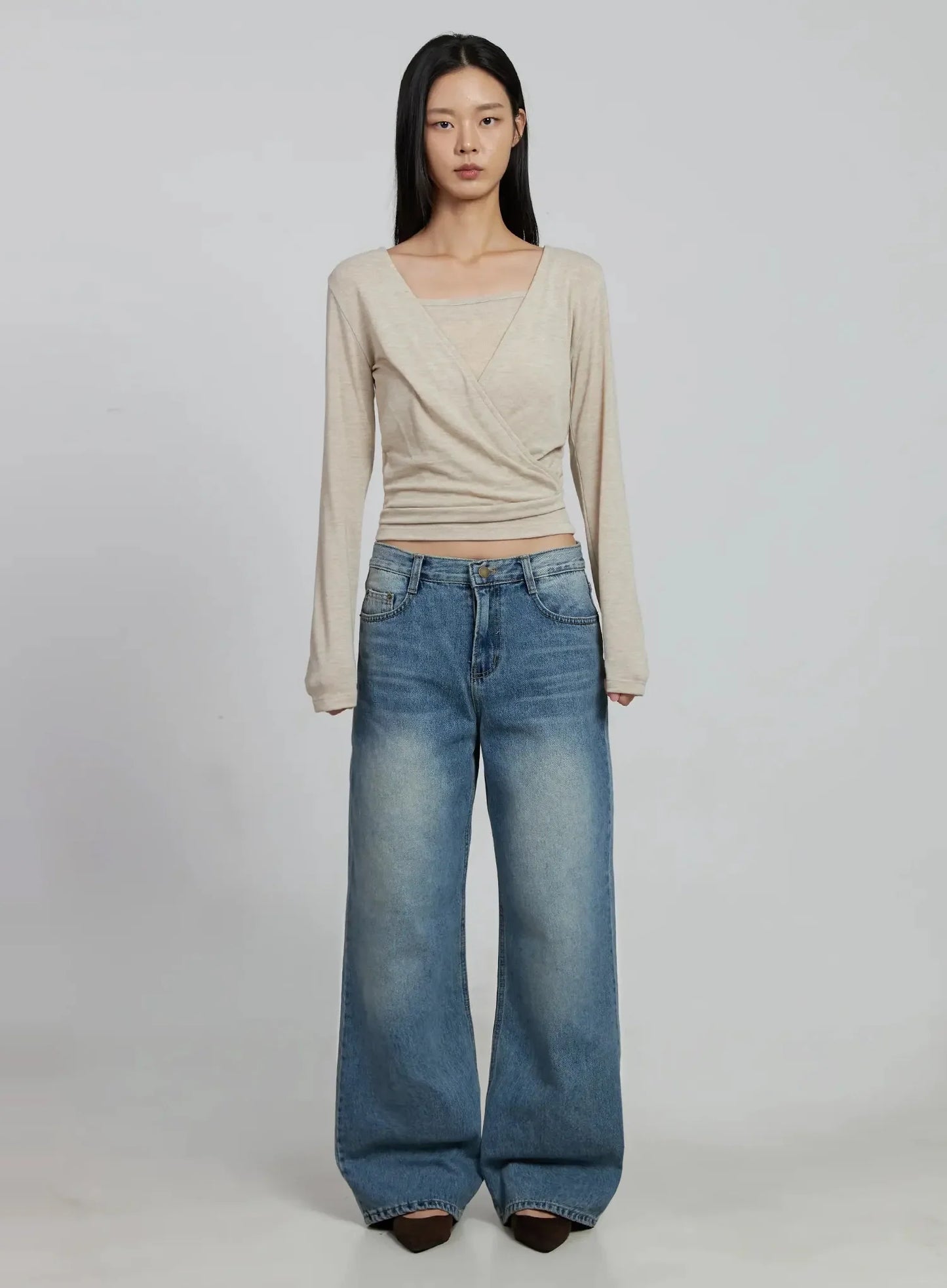 Casual Wrap V-Neck Top Set IM520
