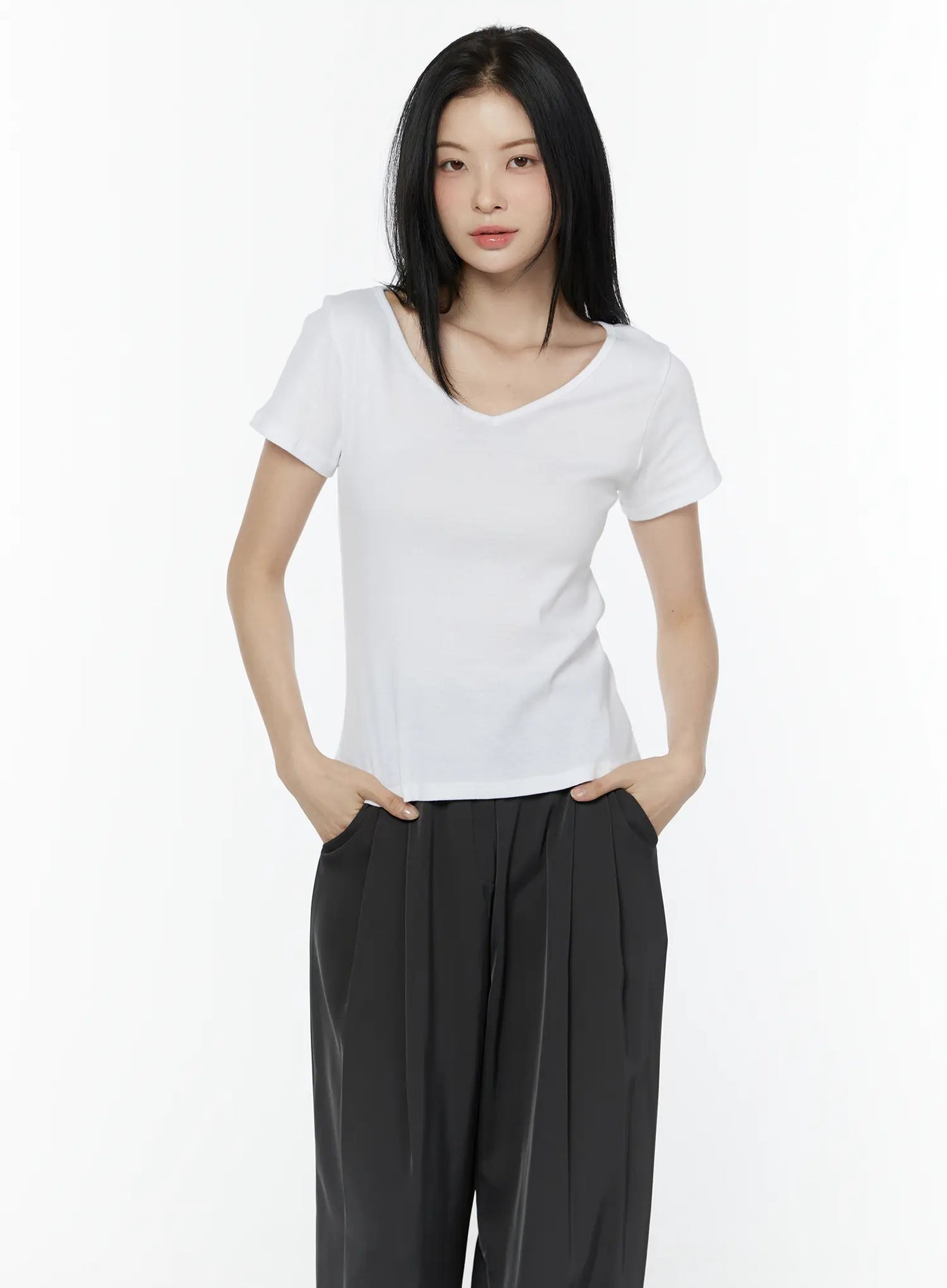 Casual V-Neck Cotton Tee IU503