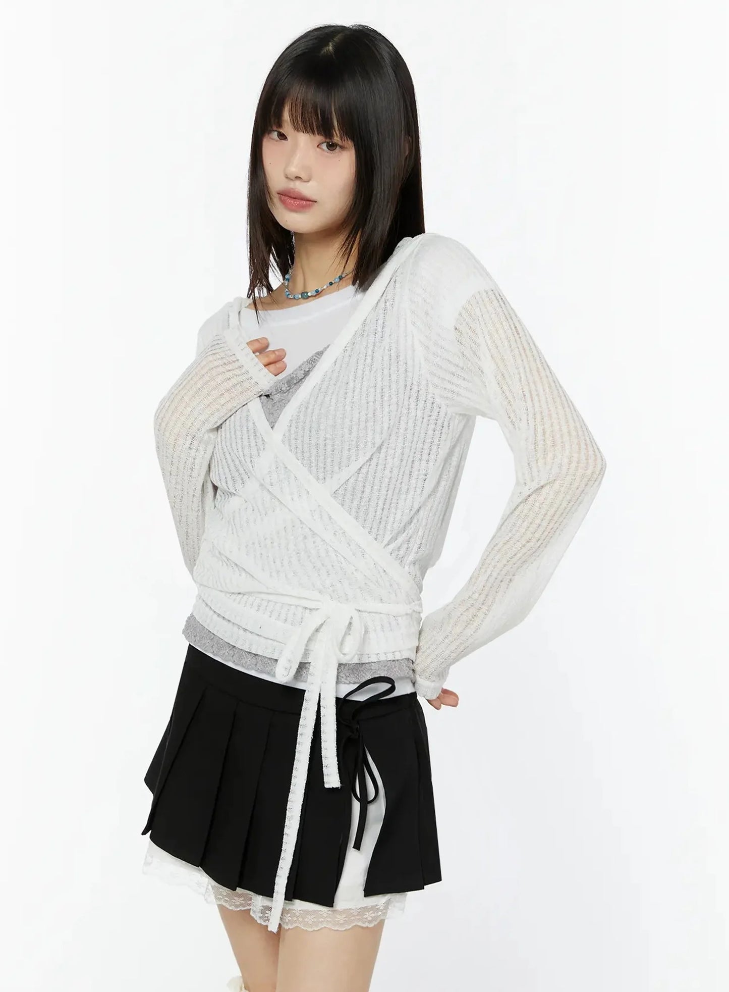 Chic Lace Wrap Hoodie Cardigan IU518