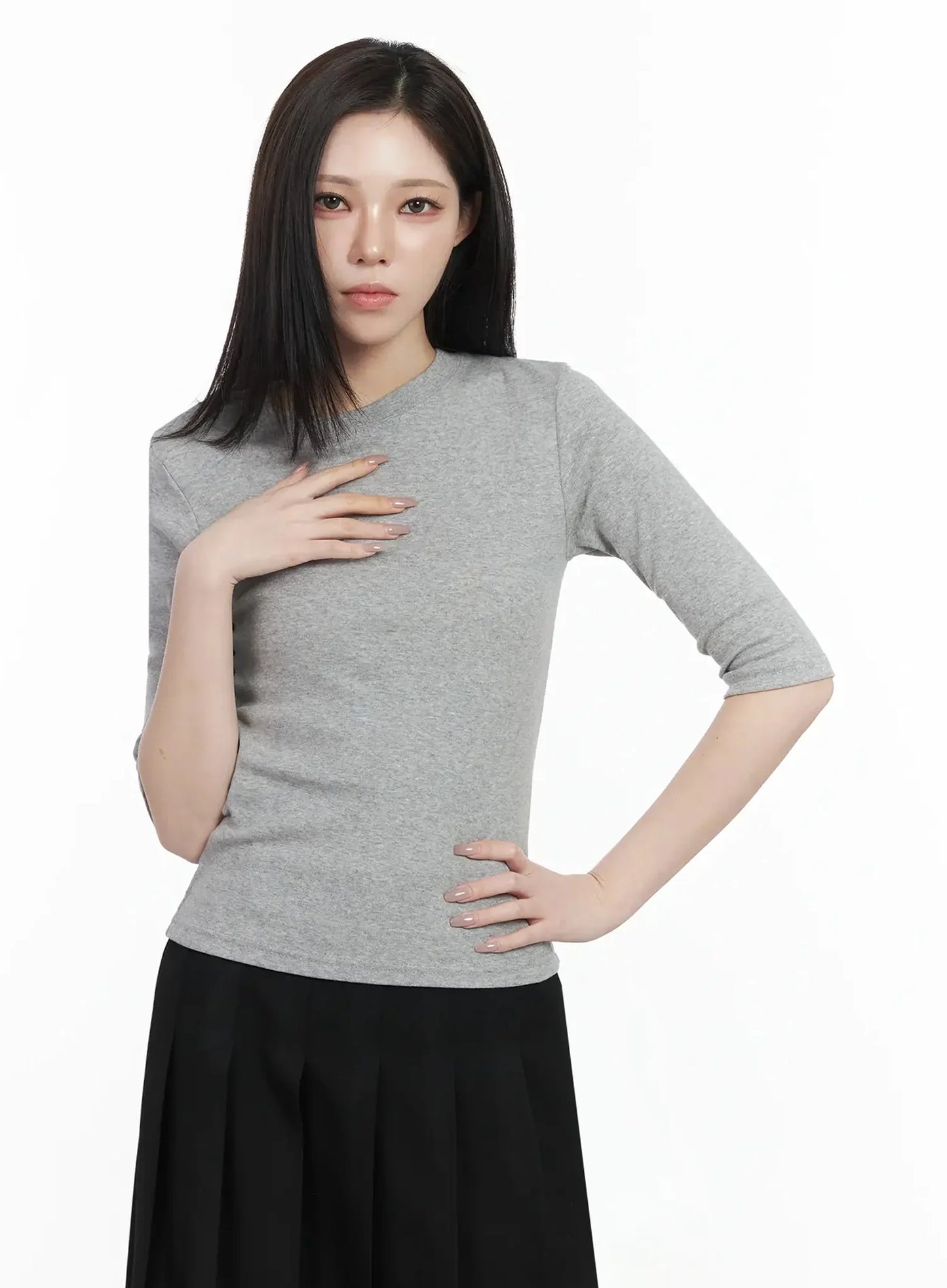 Basic Mid-Length Long Sleeve Top IF502