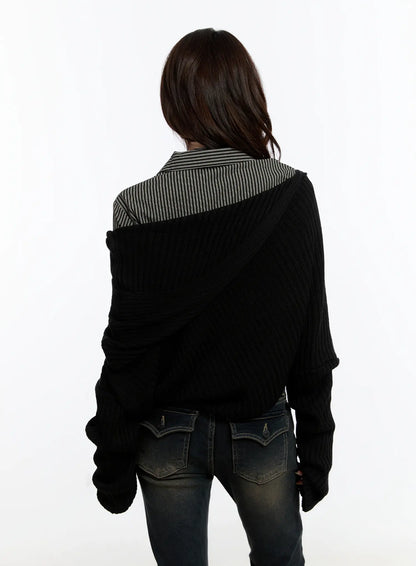 Casual Asymmetrical Knit Hoodie CN524