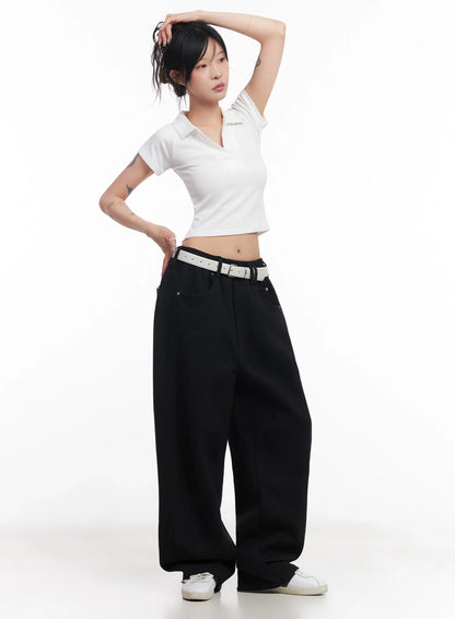 Chaeryeong Belted Wide-Leg Sweatpants IC503