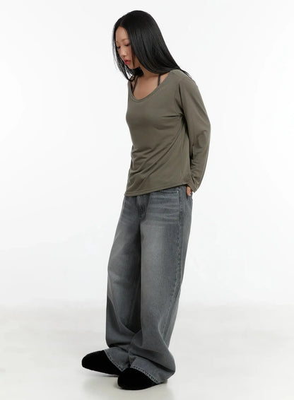 Casual Fleece Loose Fit Long Sleeve Tee ID526