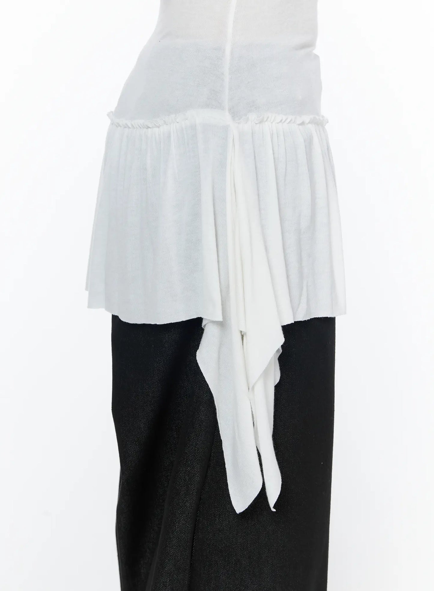 Asymmetrical Sheer Ruffle Tank Top CA516
