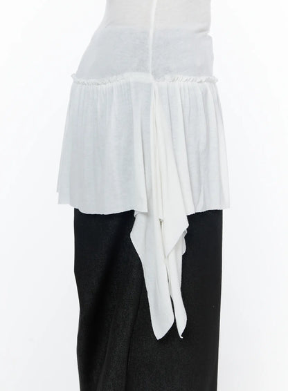 Asymmetrical Sheer Ruffle Tank Top CA516