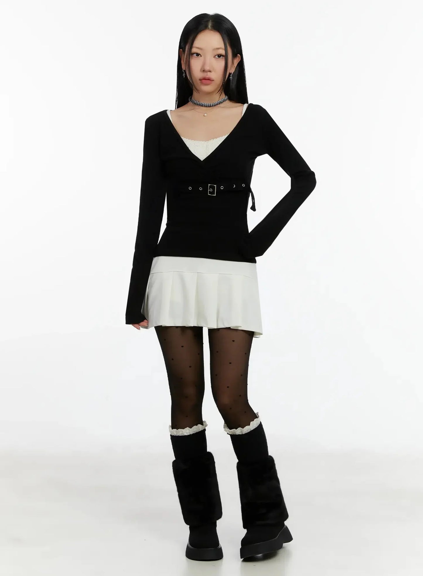 Belted Wrap Long Sleeve Top ID525