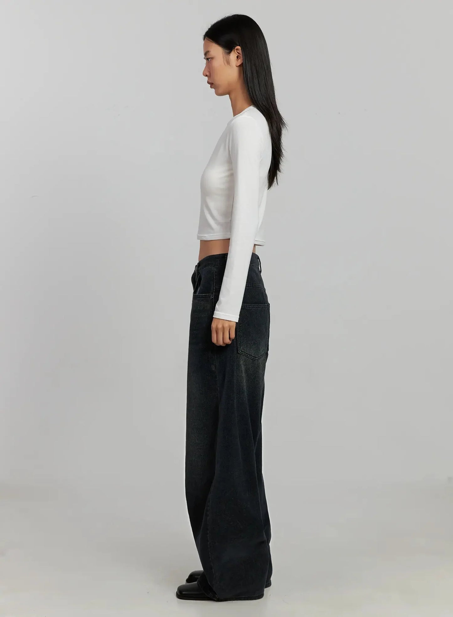 Aubree Washed Wide Jeans IJ502