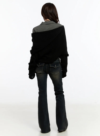 Casual Asymmetrical Knit Hoodie CN524