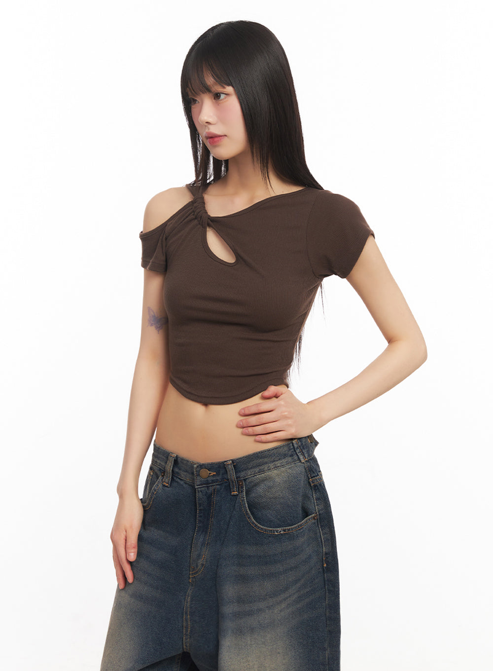 Asymmetric Cut-Out Crop Top IY502