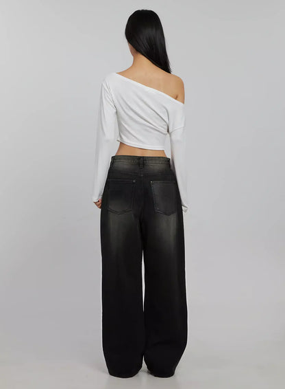 Blaire Dark Washed Wide Leg Jeans IJ509