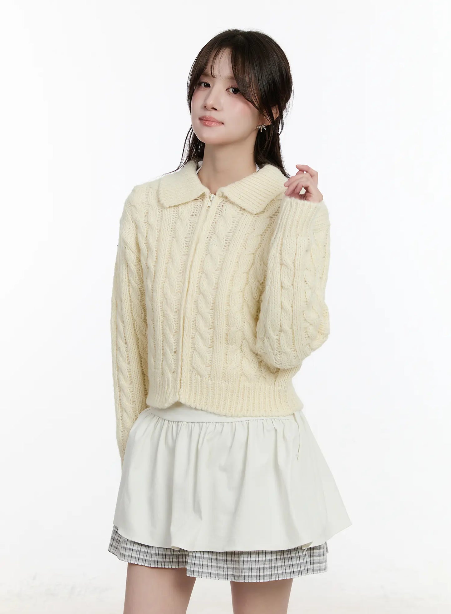 Cable Knit Zip-Up Jacket CM510