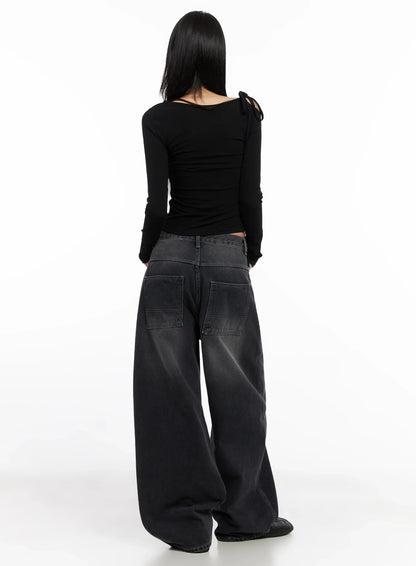 Asymmetric Off-Shoulder Long Sleeve Top IS515