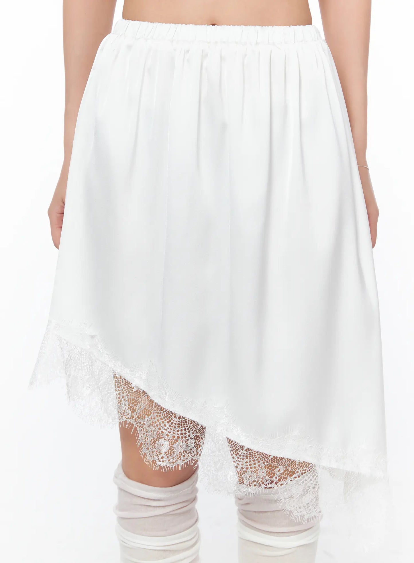 Asymmetrical Lace Midi Skirt CY512