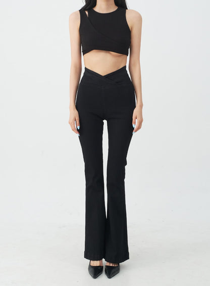 Banded Boot-Cut Highwaisted Pants IJ23