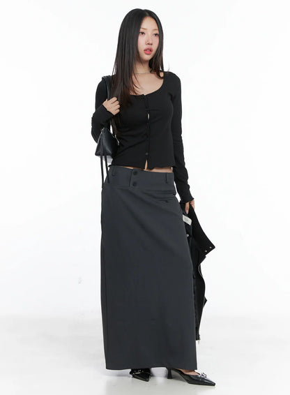 Classic Button Maxi Skirt CS502