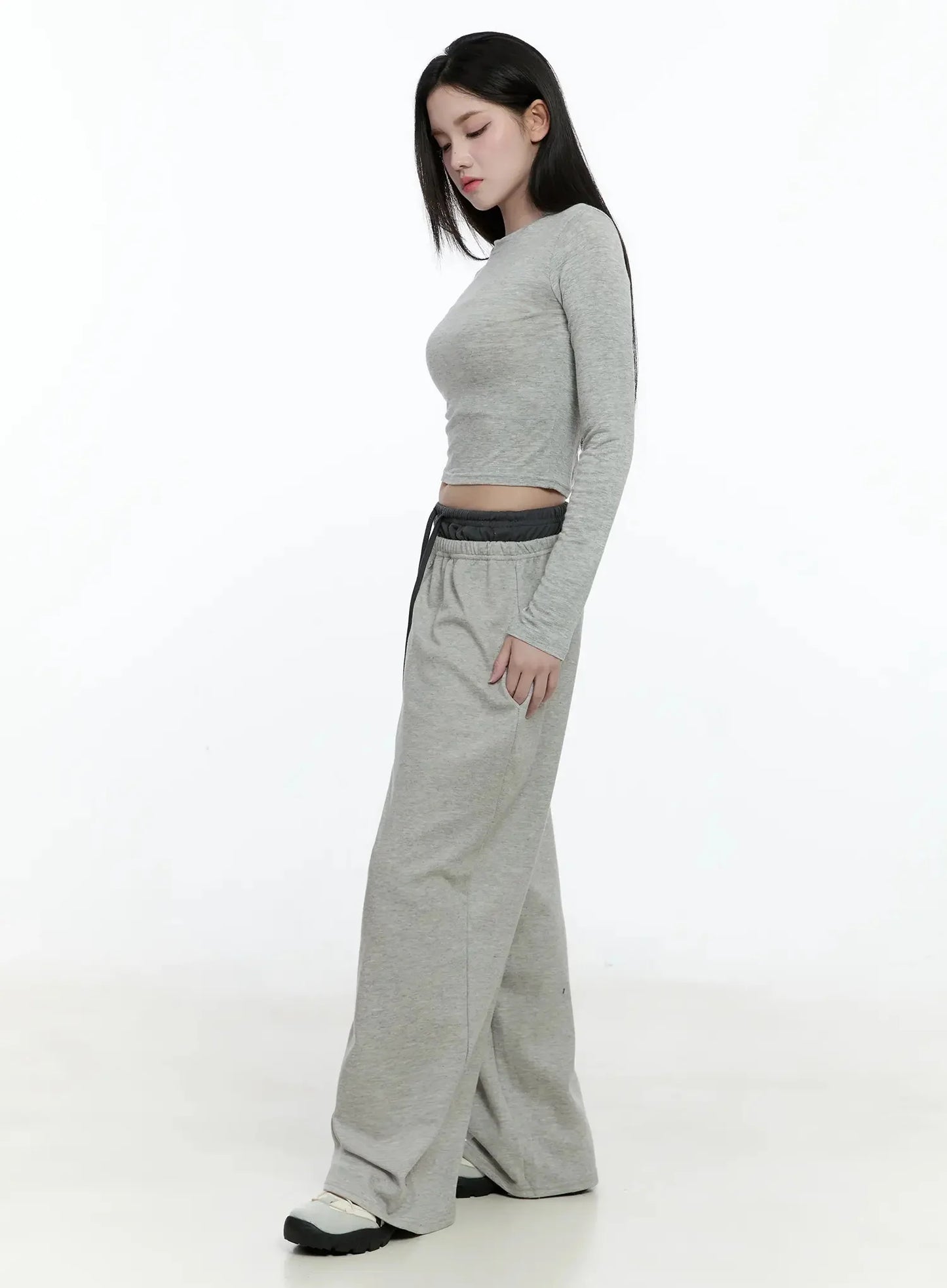 Casual Long Sleeve Crop Tee IO527