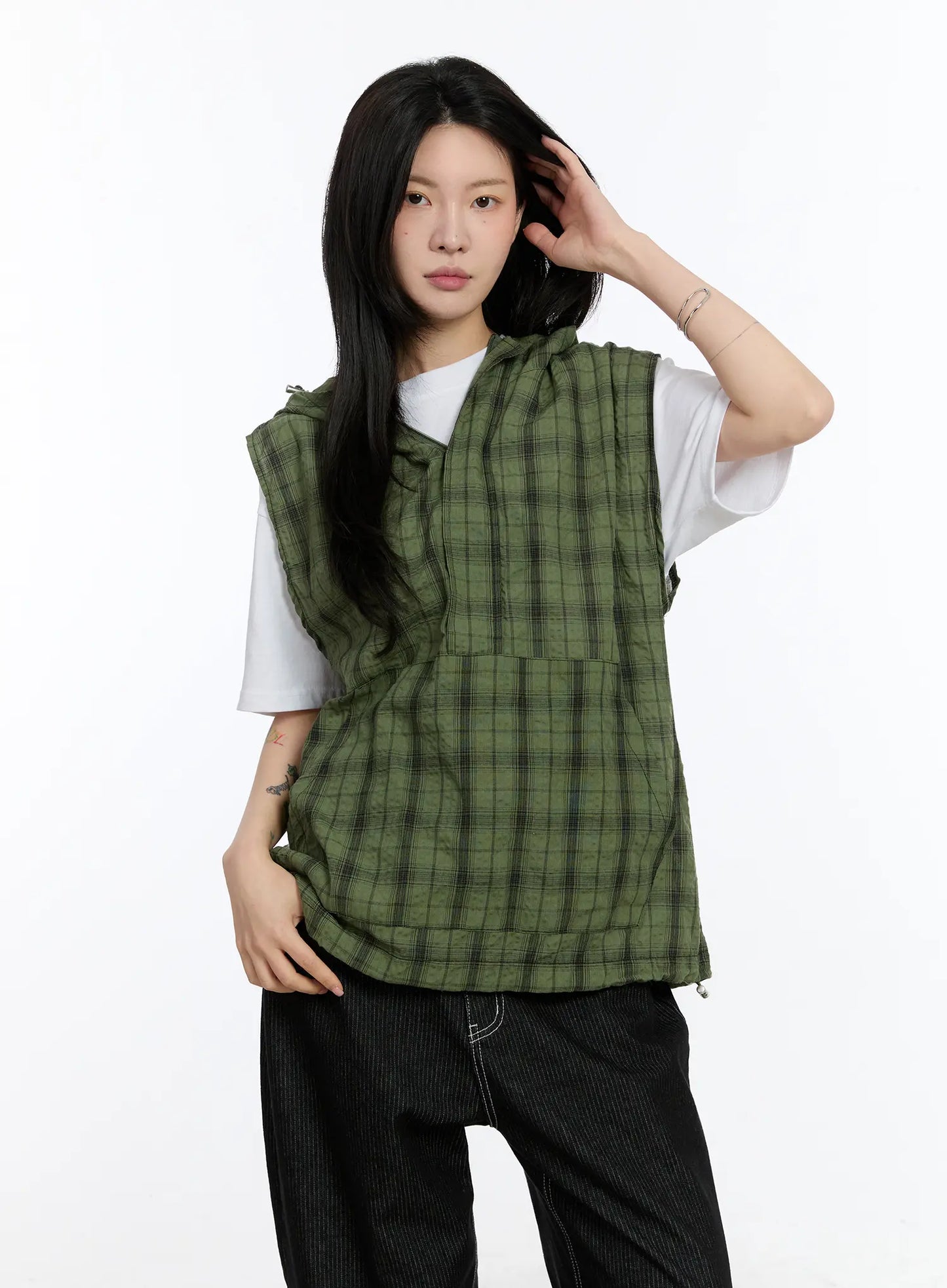 Checkered Hooded Vest CA506