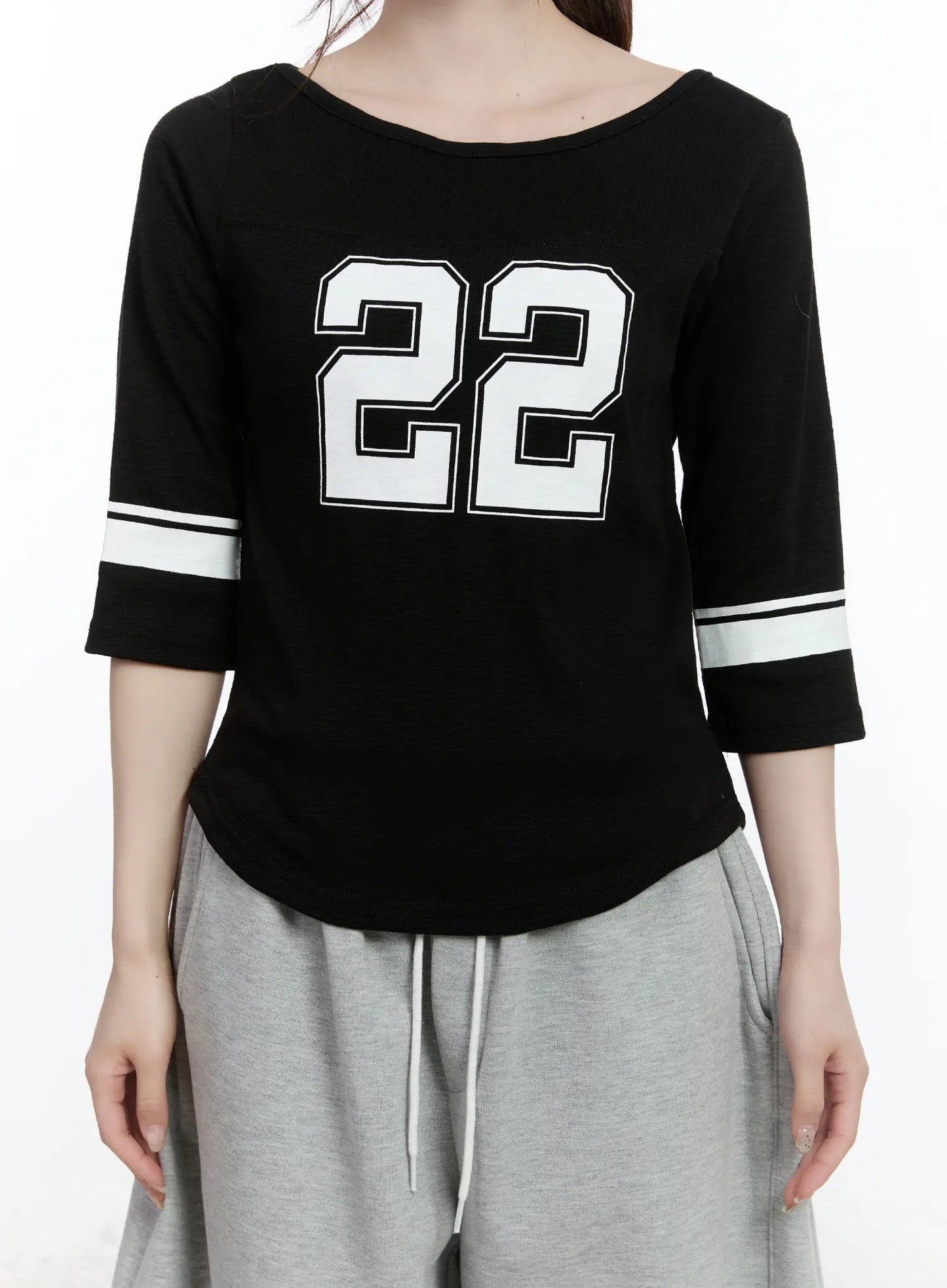 Casual Numeric Print Boatneck Top CA503