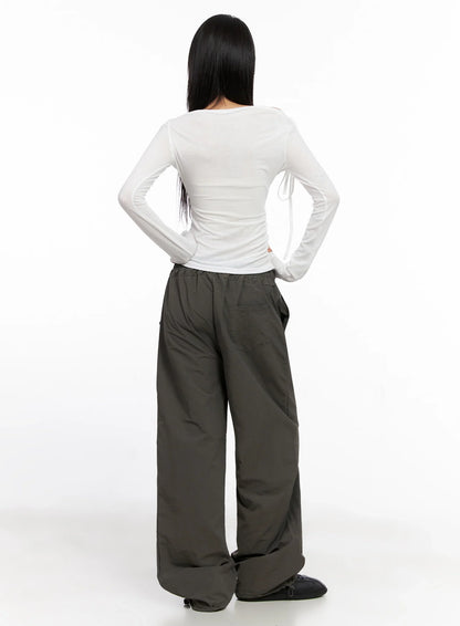 Asymmetric Cut-Out Long Sleeve Top IS515