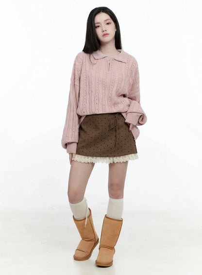 Cable Knit Half-Zip Sweater IO520