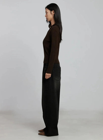 Button Detail High Neck Sweater IM520