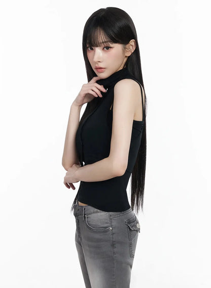 Button-Up Tank and Cardigan Duo IY511