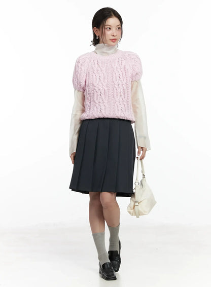 Cable Knit Short Sleeve Top IF524