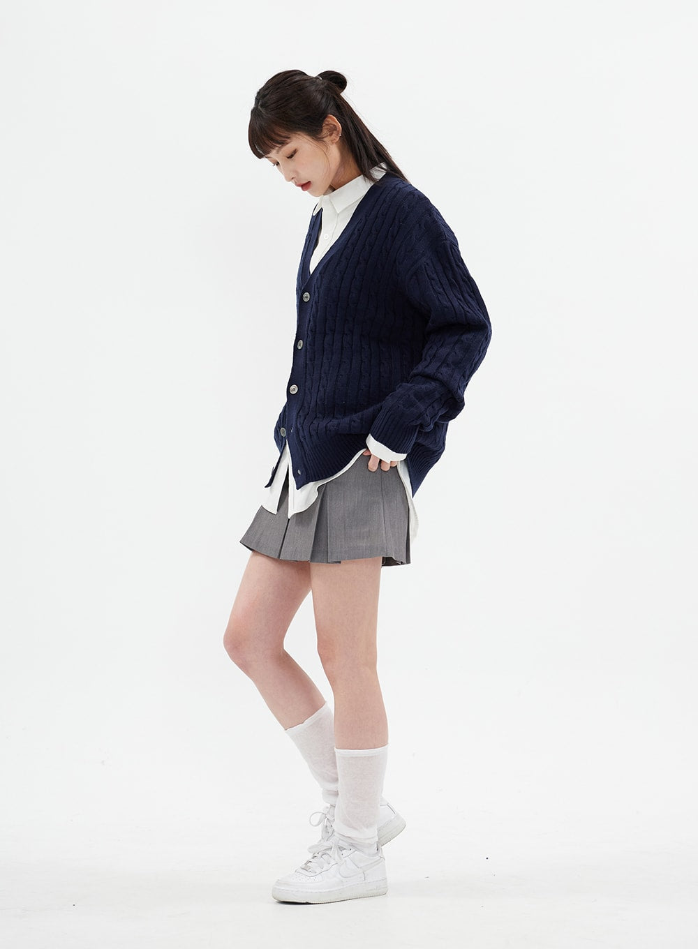 Cable Knit Relaxed Fit Cardigan C7102