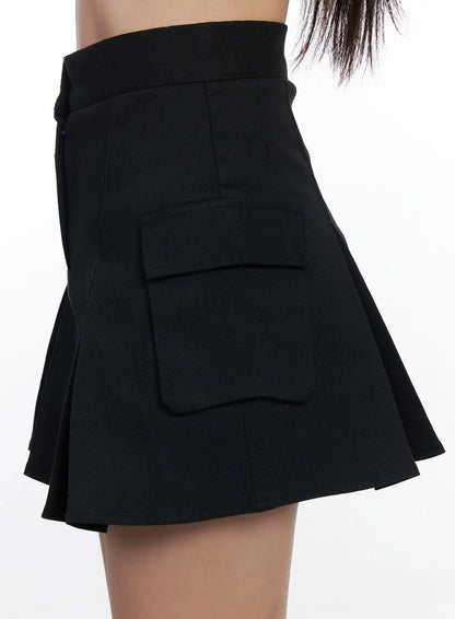 Chic Pleated Cargo Mini Skirt CF503