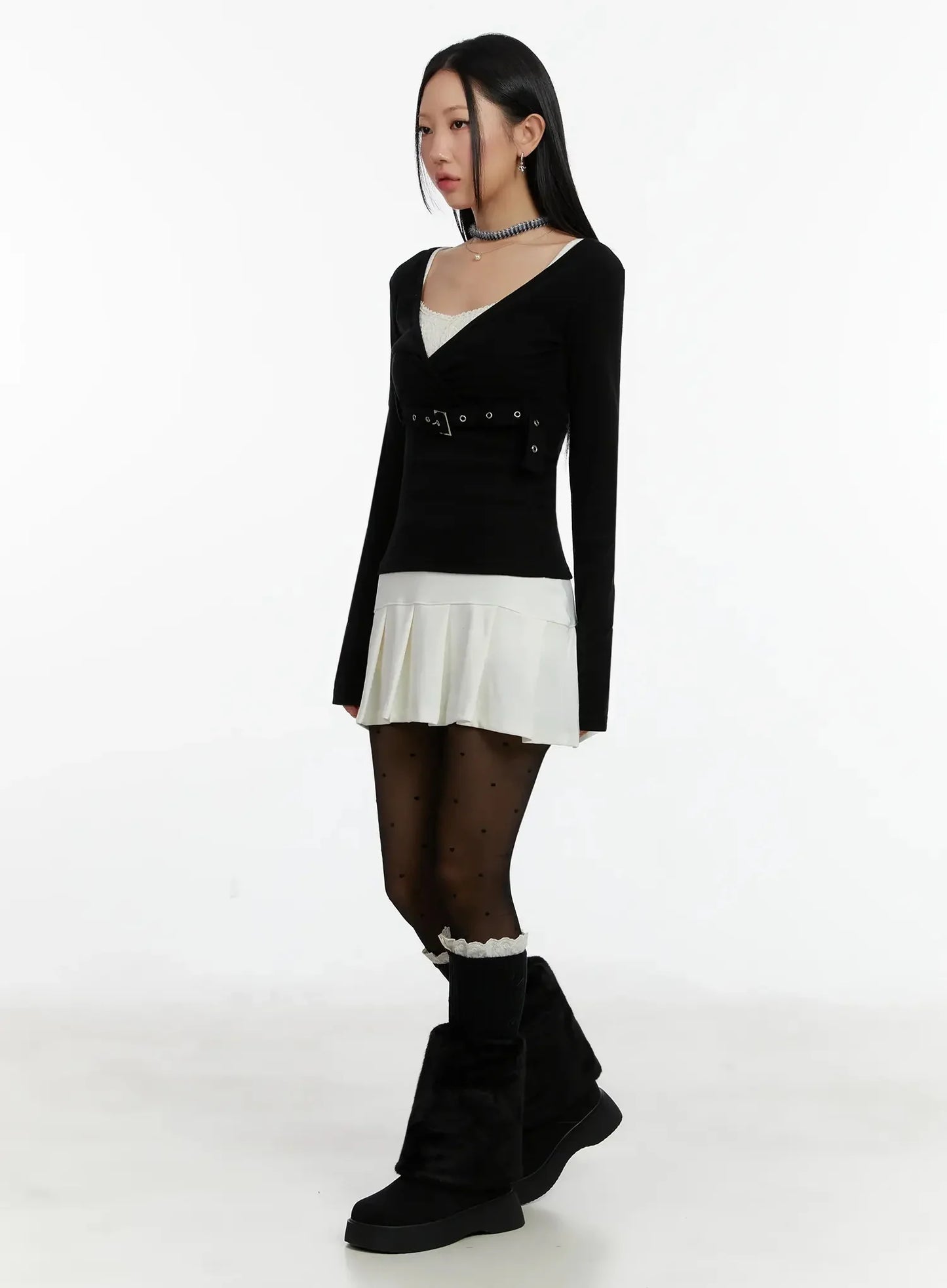 Belted Wrap Long Sleeve Top ID525