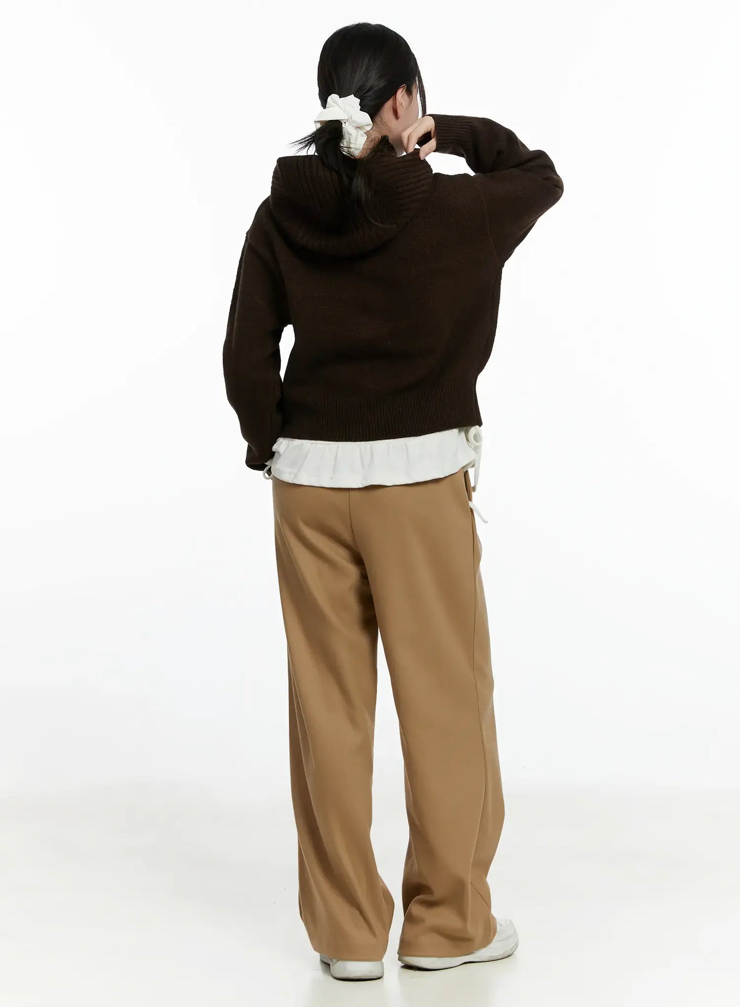 Button Hooded Knit Cardigan F502