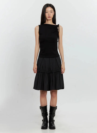 Asymmetric High Neck Tank Top IL528