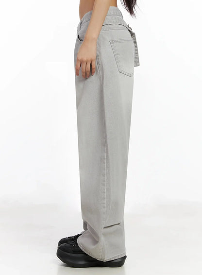 Cece Stone Washed Wide Leg Jeans IA508