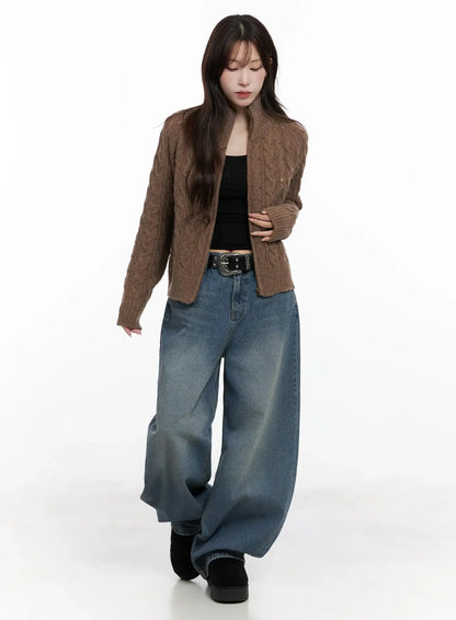 Cable Knit Zip-Up Jacket IN525