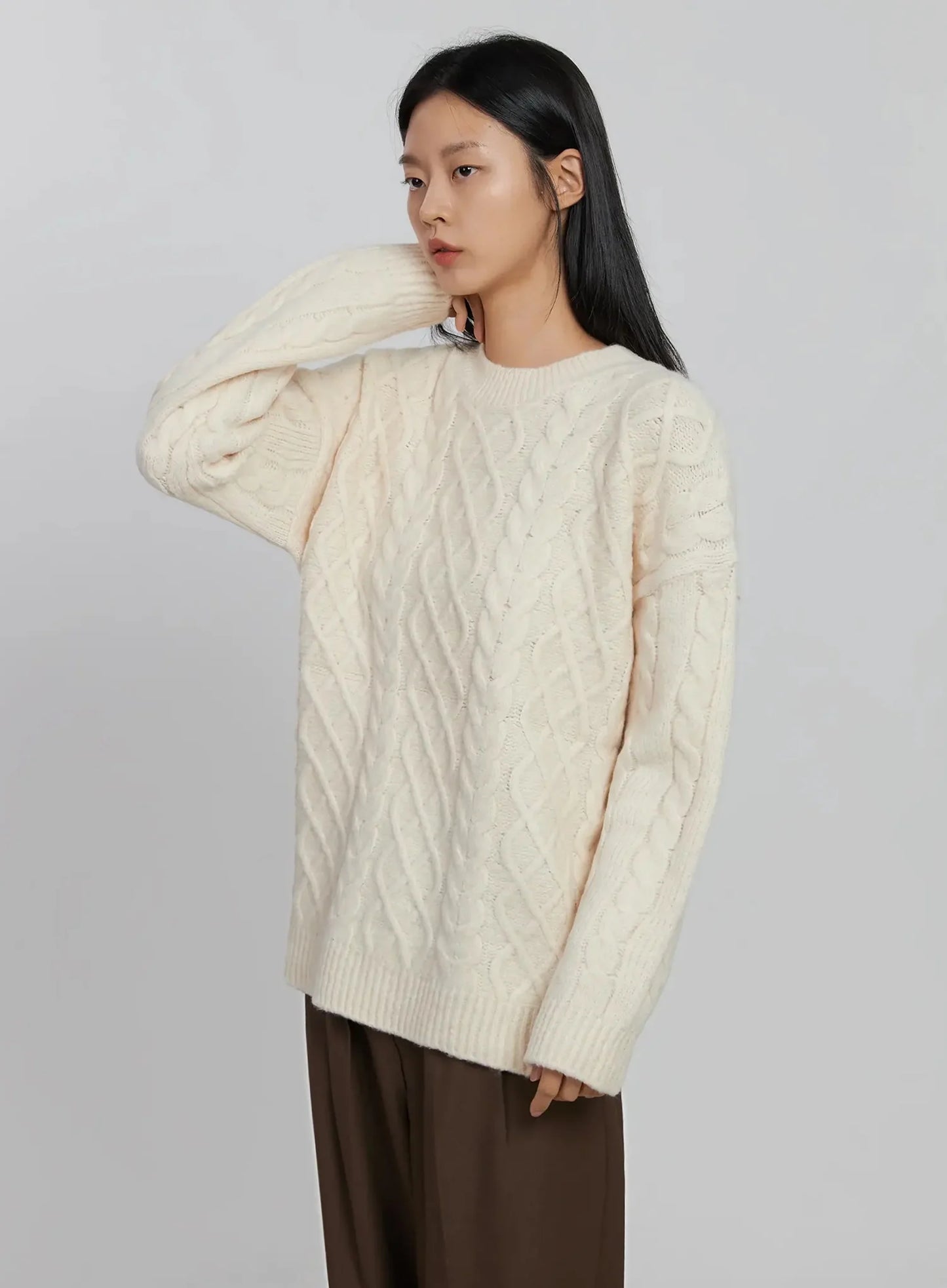 Cable Knit Crew Neck Sweater ID516